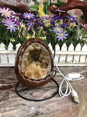 Đèn ngủ - Đèn để bàn - Đèn trang trí phòng ngủ đá thạch anh phong thủy