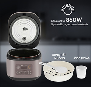 Nồi Cơm Điện Tử BlueStone RCB-5946 - Dung Tích 1,5 lít  - Công suất 860W - Lòng nồi phủ chống dính cao cấp an toàn sức khỏe - 6 chế độ cài đặt sẵn - Bảo hành 2 năm - Hàng chính hãng