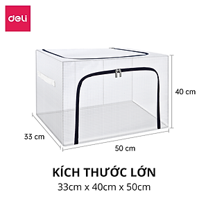 Túi Vải Đựng Quần Áo, Chăn Ga Gối Màn Gấu Bông, Sách Vở Khéo Khoá Deli - Hộp Vải Đựng Đồ Đa Năng Khung Thép Chịu Lực Cao Cấp - Nhiều Size Kích Cỡ Lớn Nhỏ