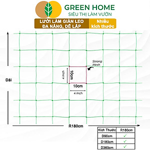 Lưới làm giàn cây leo, GreenHome, Nhiều kích thước Độ bền cao, Dễ lắp đặt, Không viền, Làm giàn bầu, Mướp, bầu, Bí, hoa