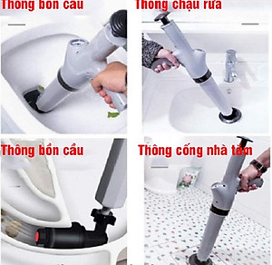 Dụng cụ thông tắc bồn cầu bằng khí nén, thông toilet, lavabo, ống nước, nhà vệ sinh bằng hơi khí nén AGT Cực Mạnh 6-8kgf/cm - S cao áp hàng nhập khẩu