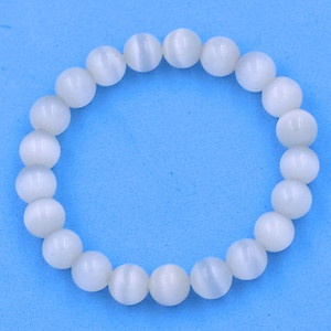 [Mệnh Kim, Thủy] Vòng Tay Đá Mắt Mèo Trắng 8 ly 21 hạt - Hợp mệnh Kim, mệnh Thủy - Vòng Size Nhỏ