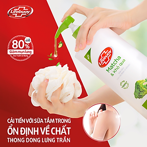 Sữa Tắm Lifebuoy 800gr Detox Và Sạch Sâu Khỏi Bụi Mịn Pm2.5 Detox 100% Từ Thiên Nhiên Diệt Khuẩn - Matcha & Khổ Qua