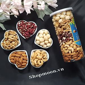 Hạt mix 5 loại hạt dinh dưỡng ( Hạt macca, quả óc chó vàng, quả óc chó đỏ, hạnh nhân, hạt điều )