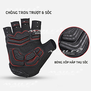 Găng tay xe đạp hở ngón, nửa ngón đệm chống sốc 2 lớp S191 thoáng khí lau mồ hôi, chống trơn trượt Cycling Mai Lee