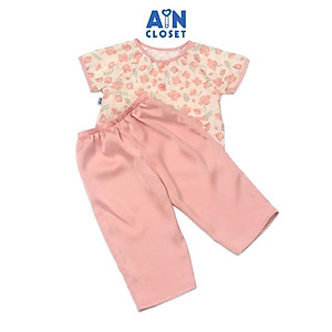 Bộ bà ba dài áo tay ngắn bé gái họa tiết Hoa Anh Thảo quần lụa hồng - AICDBGJZGS1Q - AIN Closet