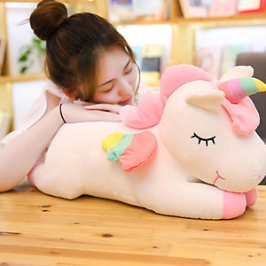 Gấu Bông Kỳ Lân Nằm Dễ Thương, Ngựa Một Sừng Unicorn Nằm Siêu Mềm Mịn (30cm--->60cm) Gối Ôm Kỳ Lân Đáng Yêu Hàng Cao Cấp
