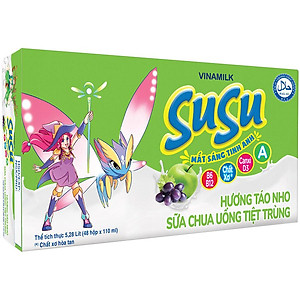 Sữa chua uống hương táo nho Vinamilk Susu - Thùng 48 hộp 110ml.