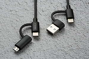  Dây Cáp Sạc 4 Trong 1 Input USB Type-C/USB-A và Output USB Type-C/Micro USB MiLi 1m - HX-L41 - Hàng Chính Hãng