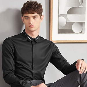 Áo sơ mi nam dài tay phối viền cổ thời trang SITAKI 