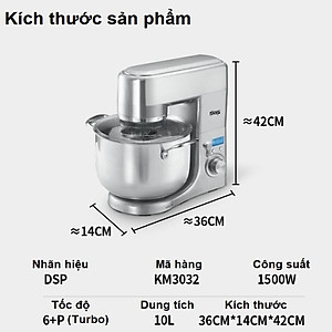 Máy trộn bột, đánh trứng 10 lít cao cấp nhãn hiệu DSP, Công suất: 1500W, Dung tích 10 lít, KM3032