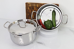 Bộ Nồi Xửng Hấp Fivestar Inox 3 Đáy ST24-3D - Hàng Chính Hãng