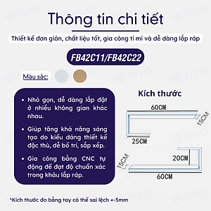 Kệ Gỗ Chống Ẩm Treo Tường Chữ J FIVO FB42 Thiết Kế Âm Tường, Đa Dạng Cách Trang Trí, Chịu Lực Tốt Giá Rẻ