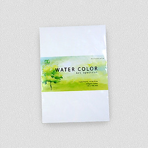 Giấy vẽ màu nước A5 giấy cao cấp có vân đẹp màu trắng sang, dòng giấy chuyên dụng chất giấy dày định lượng 260gsm nhập từ Ý 15 tờ TI599 Green Art- Hàng chính hãng