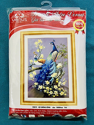 Tranh thêu chữ thập, Đôi công phu thê VS8111, kích thước 50 x 80 cm, thêu kín