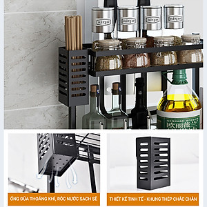 Kệ gia vị chữ E cao cấp VANDO bằng thép carbon chống gỉ, chống xước, kệ đựng chai lọ gia vị đa năng, kệ để đồ nhà bếp gọn gàng, sang trọng