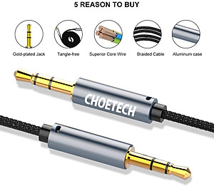 Dây Cáp Nối Dài Âm Thanh 2 Đầu Đực 3.5mm Dài 1.2M CHOETECH AUX002 - Hàng Chính Hãng