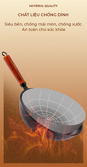 Bộ nồi chảo chống dính Konka Mẫu Mới thép tôi bóng, chống dính chống mài mòn-Hàng nhập khẩu