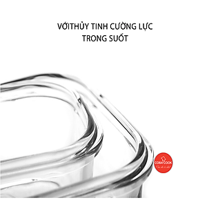 Bộ 3 hộp đựng cơm 2 hộp chữ nhật 370ml và 1 tròn 400ml kèm túi giữ nhiệt hộp thủy tinh chịu nhiệt giữ nhiệt- XẢ KHO