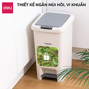 Thùng rác đạp 10,15L mở 2 cách có kẹp túi Deli Thùng rác nắp bật nhấn nút sọt rác phòng khách phòng ngủ