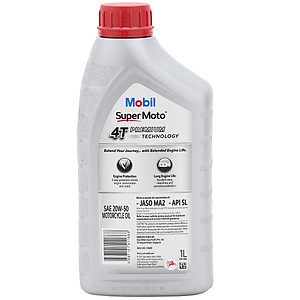 Nhớt Xe Số 4T Mobil Super Moto 20W-50  Tiêu Chuẩn JASO MA2 API SL (1L)  - Hàng Chính Hãng