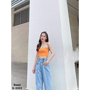 Quần jeans suông - quần bò ống rộng nữ Lê Huy Fashion cạp cao 6 nút cách điệu lưng MS 3332