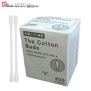 Bộ 02 Hộp 200 tăm bông mềm kháng khuẩn Sanritsu - Made in Japan