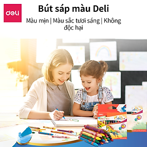 Bút sáp nến Deli - 12 màu/18 màu/24 màu - 1 hộp - EC20800/EC20810/EC20820