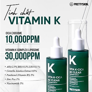 Serum hỗ trợ ngừa mụn Vita K - Cica Ac Clear Pretty Skin phục hồi - căng bóng - tái tạo làn da 50ml