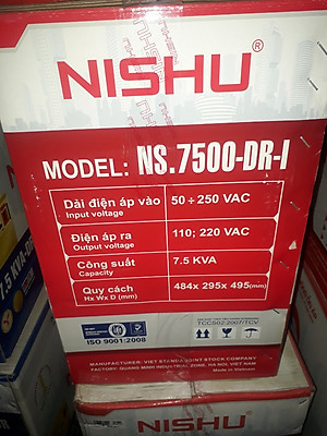 ỔN ÁP NISHU  7.5KW GIẢI 50-250V THM CÓ 3 ĐỒNG HỒ VÀ 2 Ổ CẮM