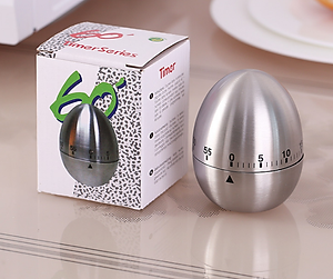 Đồng hồ hẹn giờ hình quả trứng vỏ inox sang trọng - Hàng chính hãng