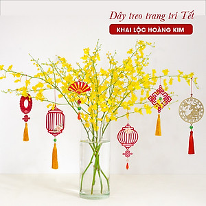 Combo 6D - Bộ 6 dây treo trang trí Tết Khai Lộc Hoàng Kim màu đỏ, trang trí mai, đào