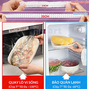 Túi 100 Màng Bọc Thực Phẩm Bo Chun Co Giãn PE Hamart Đựng Bảo Quản Thức Ăn Đa Năng Tiện Lợi