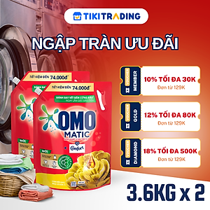 Combo 2 Túi Nước Giặt Omo Matic Hương Tinh Dầu Thơm Cho Máy Giặt Cửa Trên 3.6KG