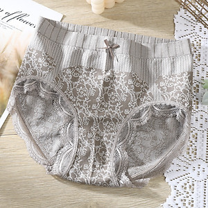 Combo 5 Chiếc Quần Lót Nữ Cạp Cao Cotton Kháng Khuẩn Phối Ren Nâng Mông Tôn Dáng - Quần Chip Nữ Không Đường Viền