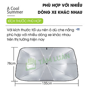 Ô che nắng ô tô gấp gọn, tấm che nắng kính lái ô tô xe hơi chống nóng kính trước chống tia cực tím UPF 50+ TÂM LUÂN Chổi lau tẩm dầu - Hàng chính hãng