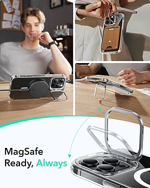 Ốp Lưng cho iPhone 16 Pro / iPhone 16 Pro Max ESR Classic Hybrid Case with Stash Stand HaloLock - Hàng Chính Hãng