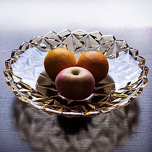 COMBO 2 ĐĨA THỦY TINH CAO CẤP ĐỤNG BÁNH KẸO HOA QUẢ MÀU VÀNG - ANTH688