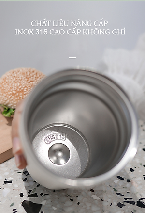 Cốc Giữ Nhiệt Teement Inox 316 Cách Nhiệt, Dung Tích 480ml, Có Dây Cầm Tay Chắn Chắn - Hàng Chính Hãng