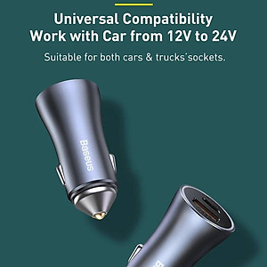 Tẩu củ sạc nhanh 40W cổng PD type c và USB hiệu Baseus Goldern Contactor  Pro đa năng cho xe hơi / xe ô tô trang bị LED đổi màu, Quick Charge 3.0 / Quick Chagre 4.0, PD 3.0, smartchip BPS 2.0 - Hàng nhập khẩu