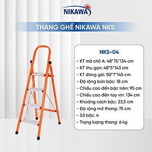 Thang Ghế Nikawa NKS-04 - 4 Bậc - 92cm - Màu Cam