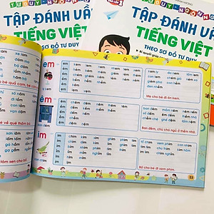 Combo Vở Tập Đánh Vần Tiếng Việt phiên bản mới nhất 2021 + 40 Thẻ Học Flashcard - Tặng 1c bút chì hoạt hình