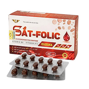 Sắt Folic B12 Kingphar , hộp 30 viên, hỗ trợ các trường hợp thiếu máu, thiếu sắt
