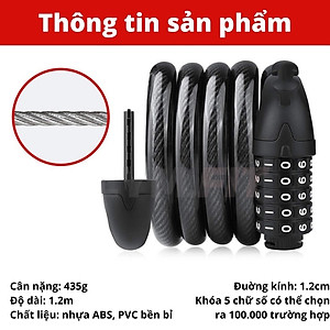 Khoá dây xe đạp 5 số cao cấp bền bỉ chất lượng cao cho xe đạp xe máy đa dụng chống trộm (Màu ngẫu nhiên)- HENRYSA