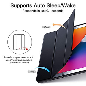 Bao da cho iPad Gen 8 10.2 2020 ESR Rebound Pencil Slim Smart Case (Có khe cắm bút Apple Pencil) - Hàng Nhập Khẩu