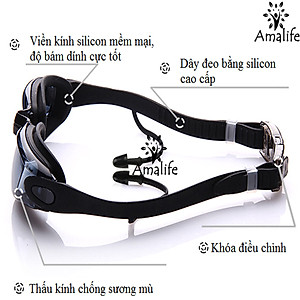 Bộ Kính Bơi Tráng Bạc Chống Tia UV Có Bịt Tai Gắn Liền - Chọn Màu – Kính Bơi Cao Cấp Chống Nước Tặng Kèm Bịt Mũi, Kèm Bịt Tai Rời Chính Hãng Amalife