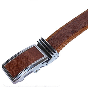 Dây nịt nam da đà điểu Huy Hoàng đan viền 3,5P màu vàng bò HT4464