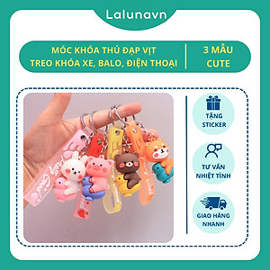 Móc khóa hoạt hình Pretty Good dễ thương, móc khóa thú đạp vịt treo balo túi ví xe máy ô tô xinh đẹp cute Lalunavn A91