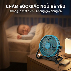 Quạt Để Bàn Tích Điện Kachi MK443 – Gió Turbo Mạnh Mẽ, Xoay 360 Độ, Thiết Kế Di Động Đa Năng - hàng chính hãng