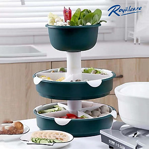 Khay đựng thức ăn , hoa quả , rau ăn lẩu đa năng Royal Care KL-2 xoay 360 độ nhiều ngăn phân loại thực phẩm